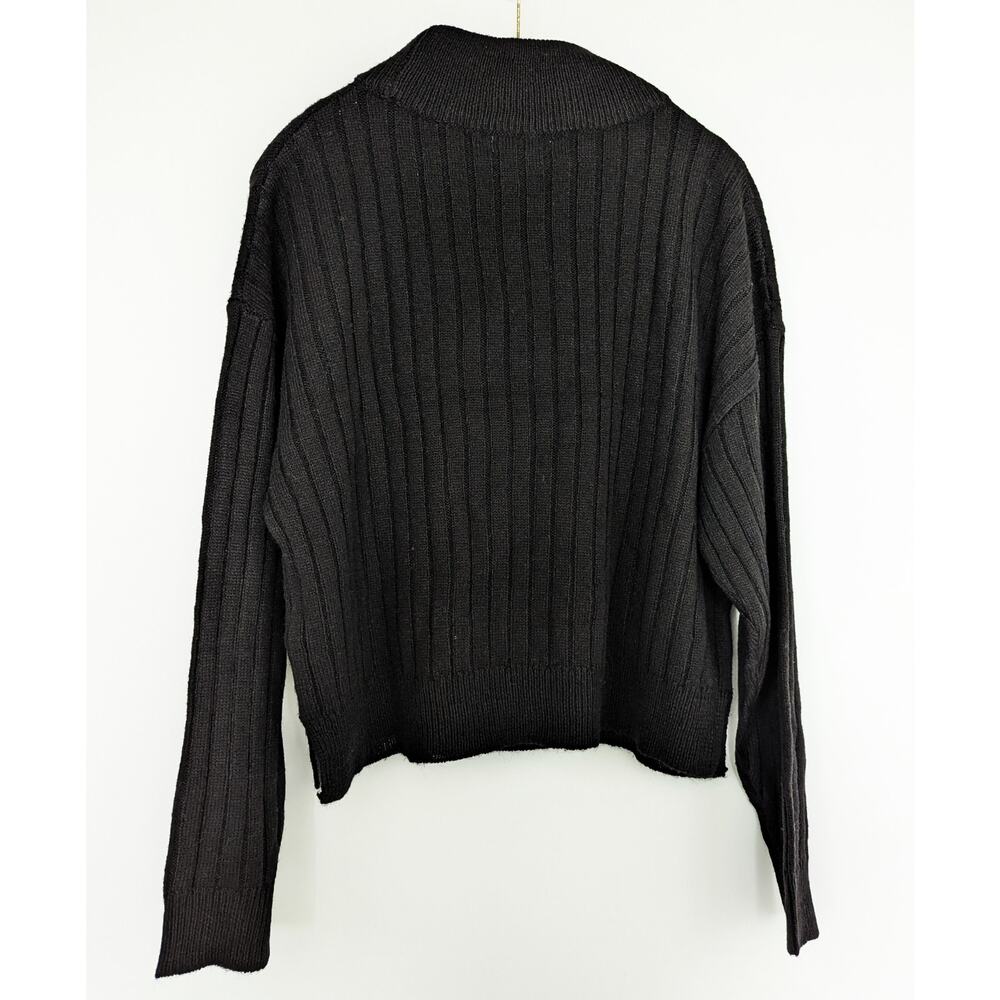 Womens Black Knit Funnel Neck Sweater - Picture 8 of 12